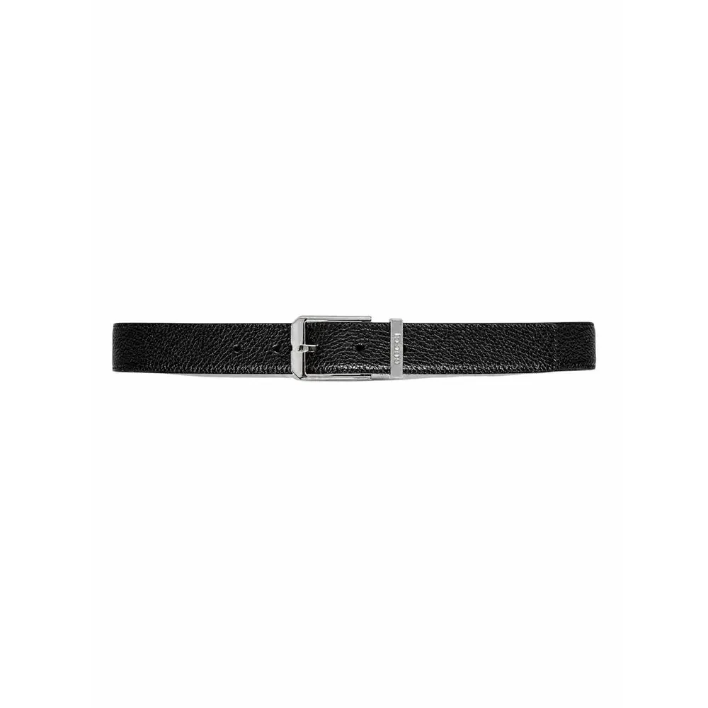 Gucci Rectangular Buckle Pebble Leather Belt Black Men Size 105cm/42